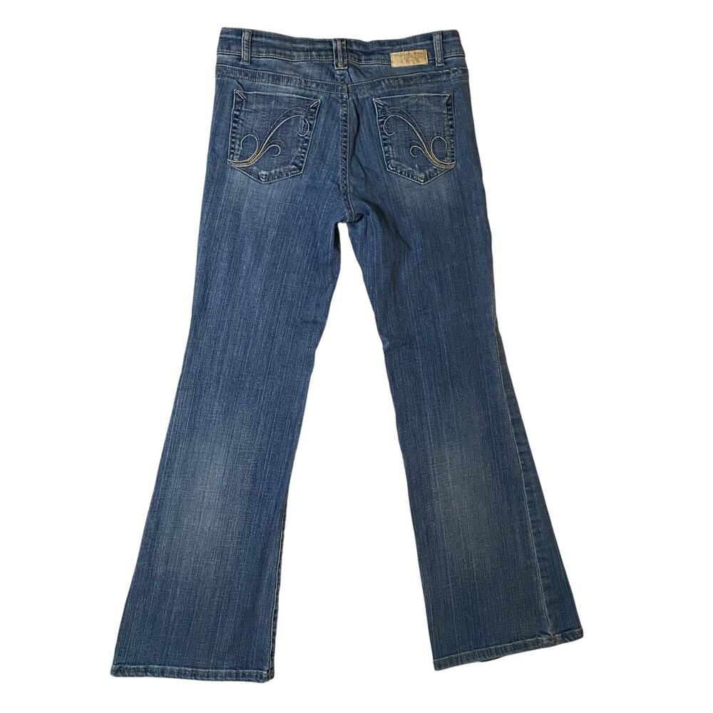 Y2K LowRise Flare Leg Embroidered Detailed Pocket Vtg 2000s Denim Light Wash - Picture 3 of 10